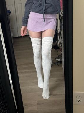 BRAND NEW - White Knit thigh high socks
